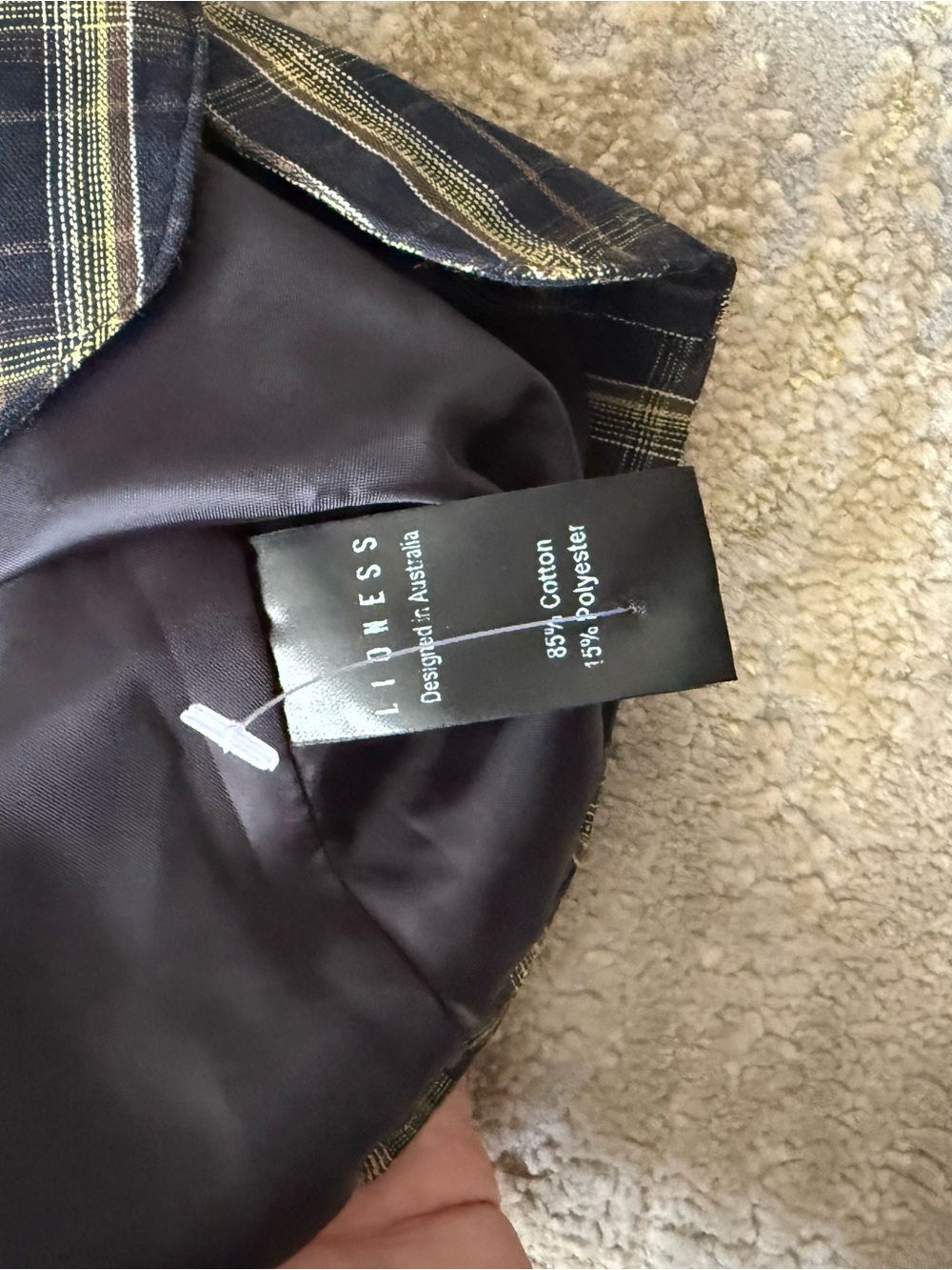 Lioness Navy and Yellow Plaid Short Sleeve Blazer - Picture 8 of 8